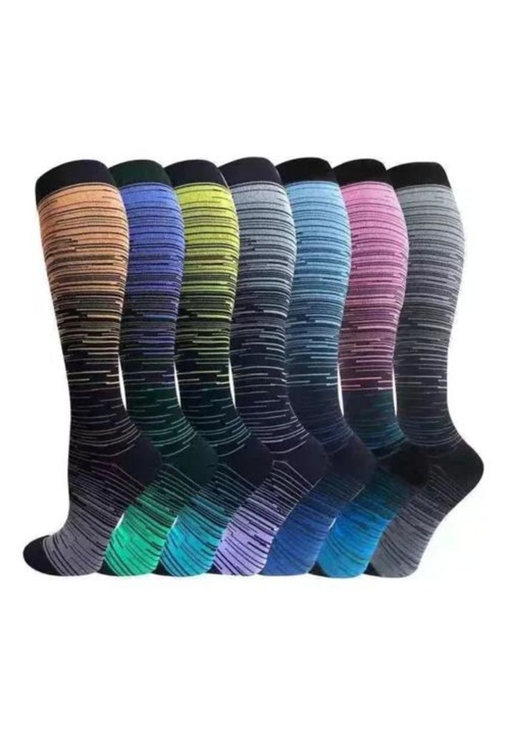 Pack de 6 pares de medias largas de compresión para varices, diseño multicolor-0