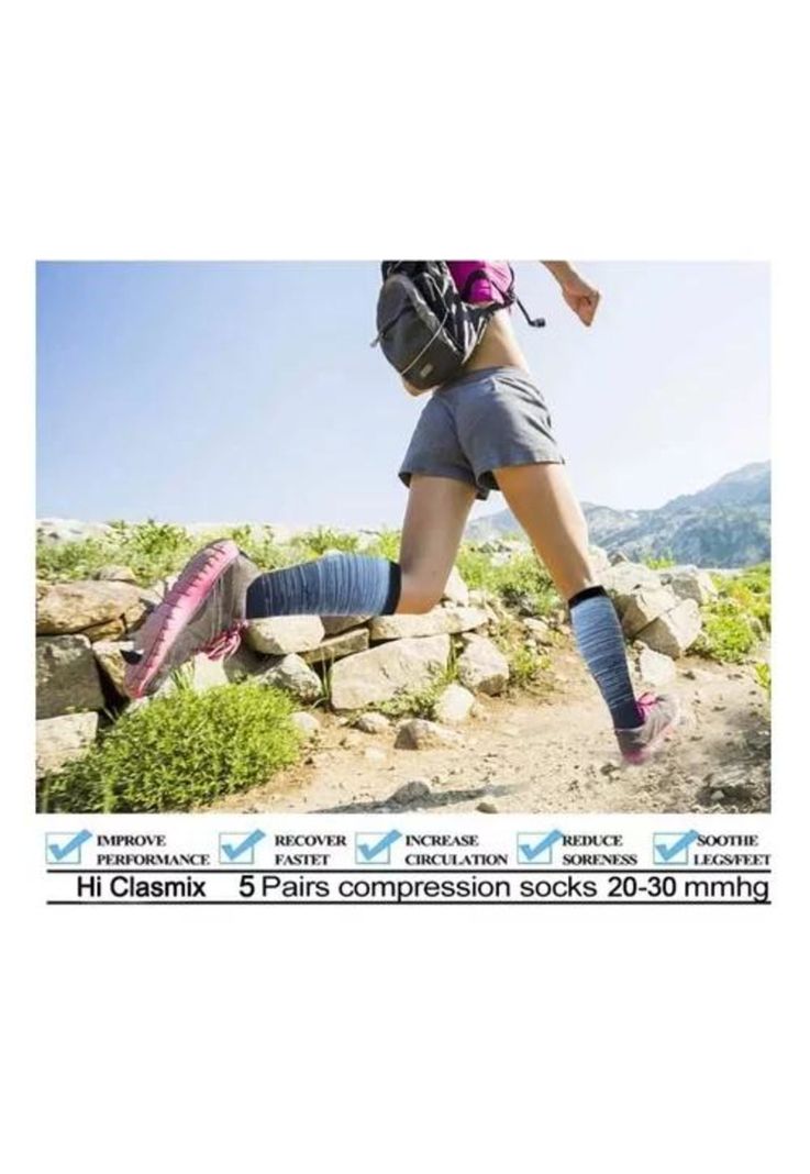 Pack de 6 pares de medias largas de compresión para varices, diseño multicolor-3