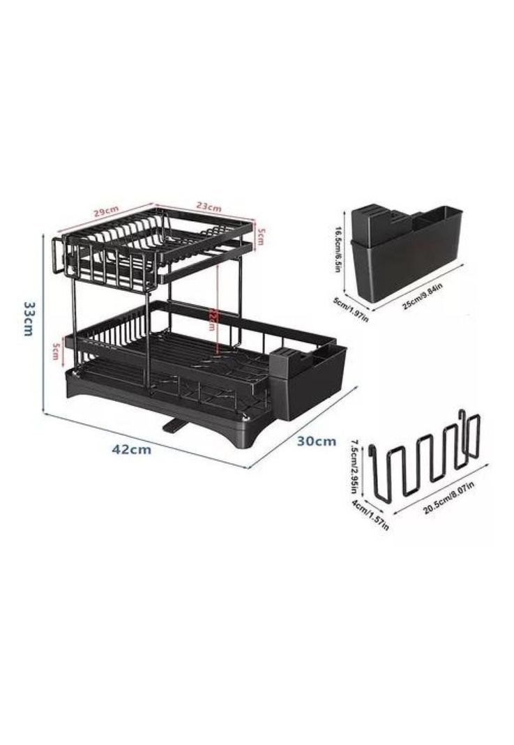 Escurridor de Platos - 2 Niveles, Secador Desmontable, Inoxidable-0