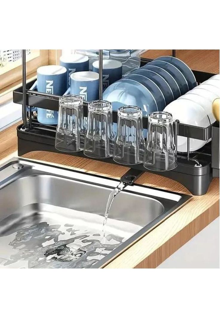 Escurridor de Platos - 2 Niveles, Secador Desmontable, Inoxidable-3