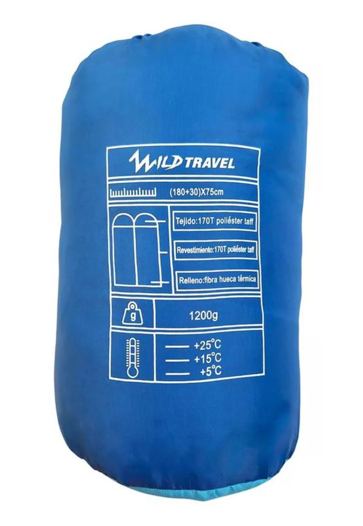 Saco de dormir ultra ligero verano Wild Travel +5º+25º 1200g azul-3