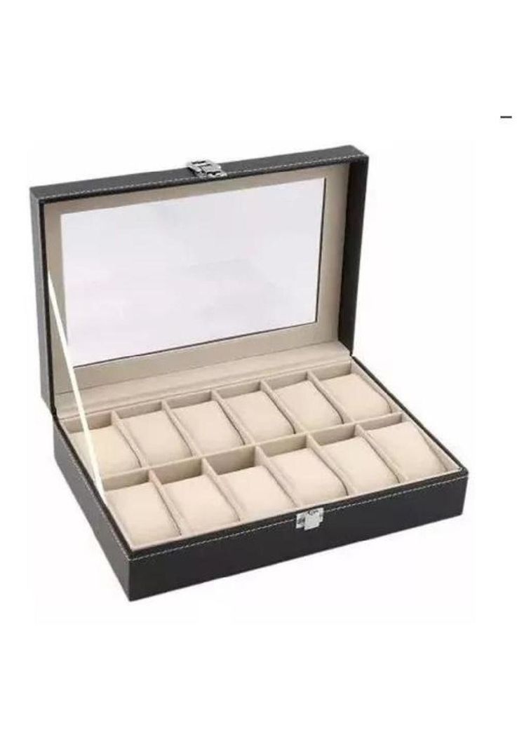 Organizador Estuche Caja 12 Relojes Exhibidor-0
