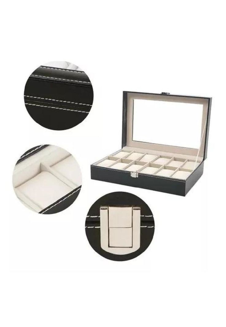 Organizador Estuche Caja 12 Relojes Exhibidor-1