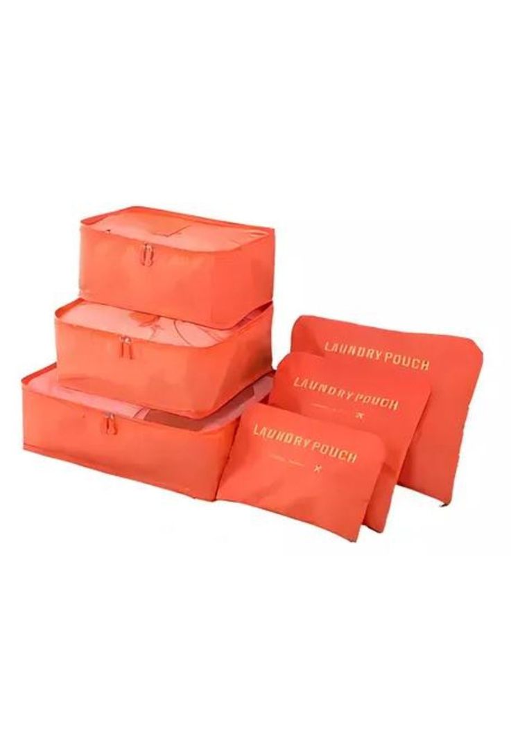 Set de 6 Organizadores de Equipaje de Viaje - Bolsa Ropa Interior - Color Naranja-0