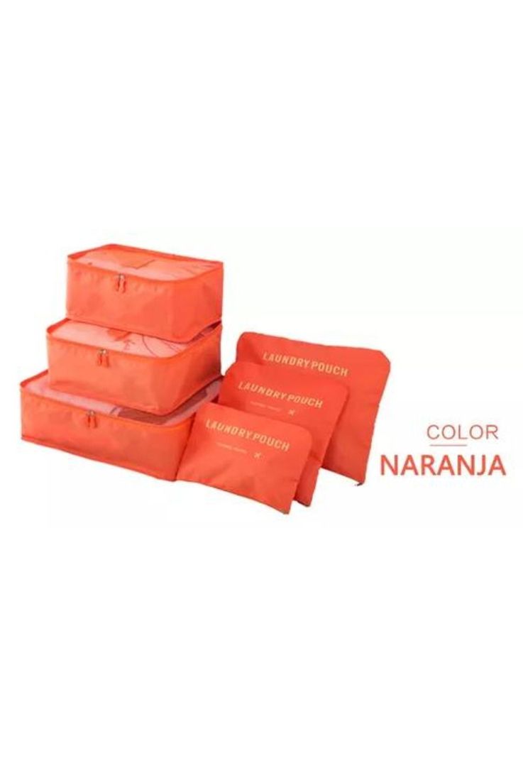Set de 6 Organizadores de Equipaje de Viaje - Bolsa Ropa Interior - Color Naranja-1