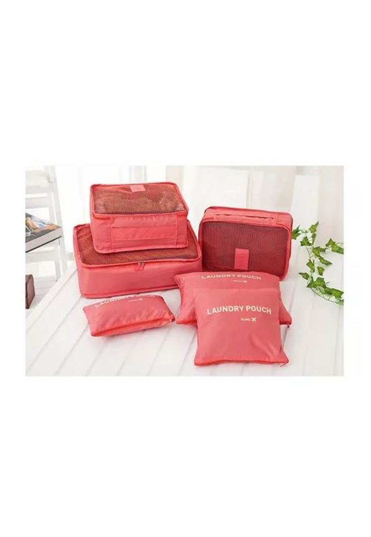 Set de 6 Organizadores de Equipaje de Viaje - Bolsa Ropa Interior - Color Naranja-5