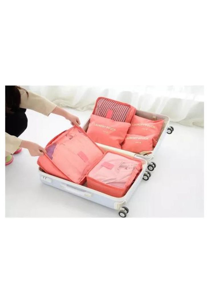 Set de 6 Organizadores de Equipaje de Viaje - Bolsa Ropa Interior - Color Naranja-6
