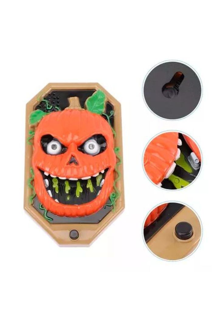 Timbre para puerta, calavera y calabaza, decoración de Halloween-0