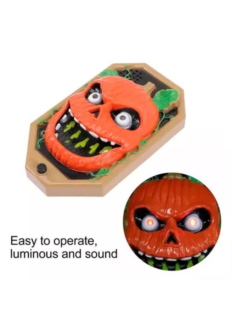 Timbre para puerta, calavera y calabaza, decoración de Halloween-1