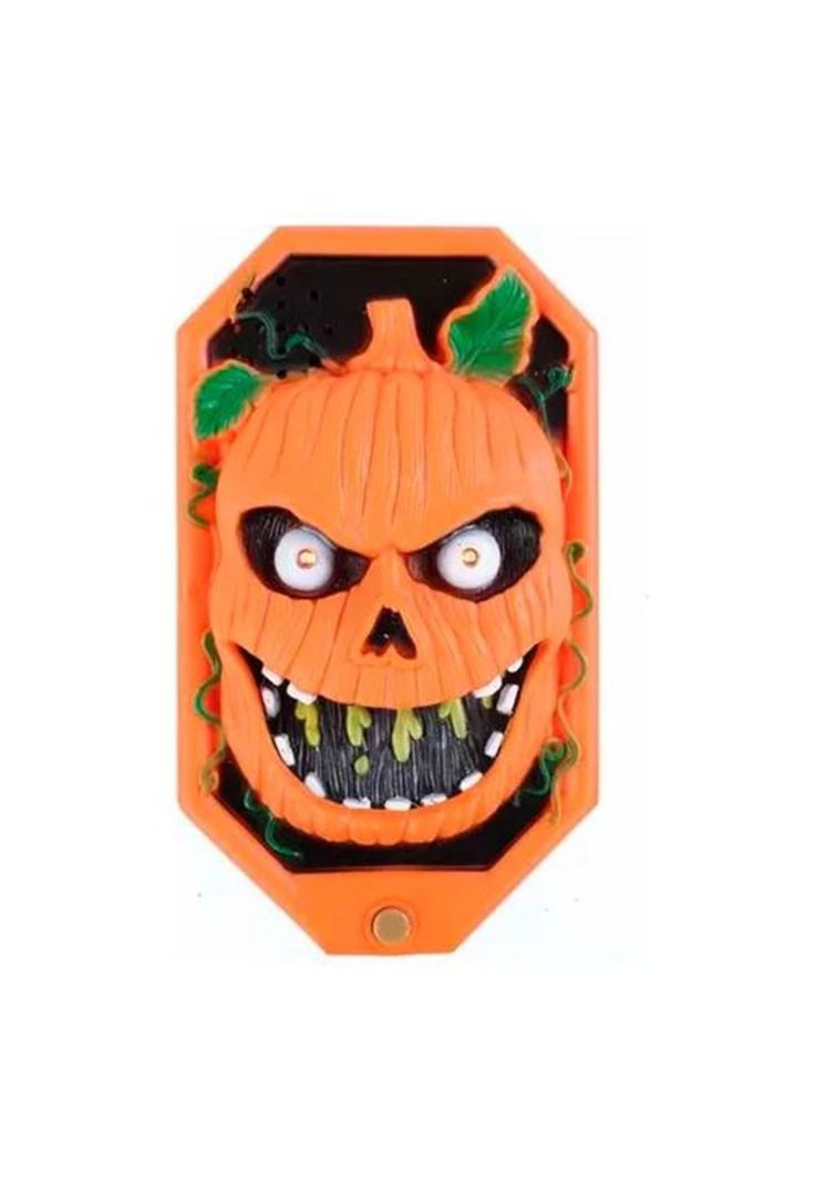 Timbre para puerta, calavera y calabaza, decoración de Halloween-2
