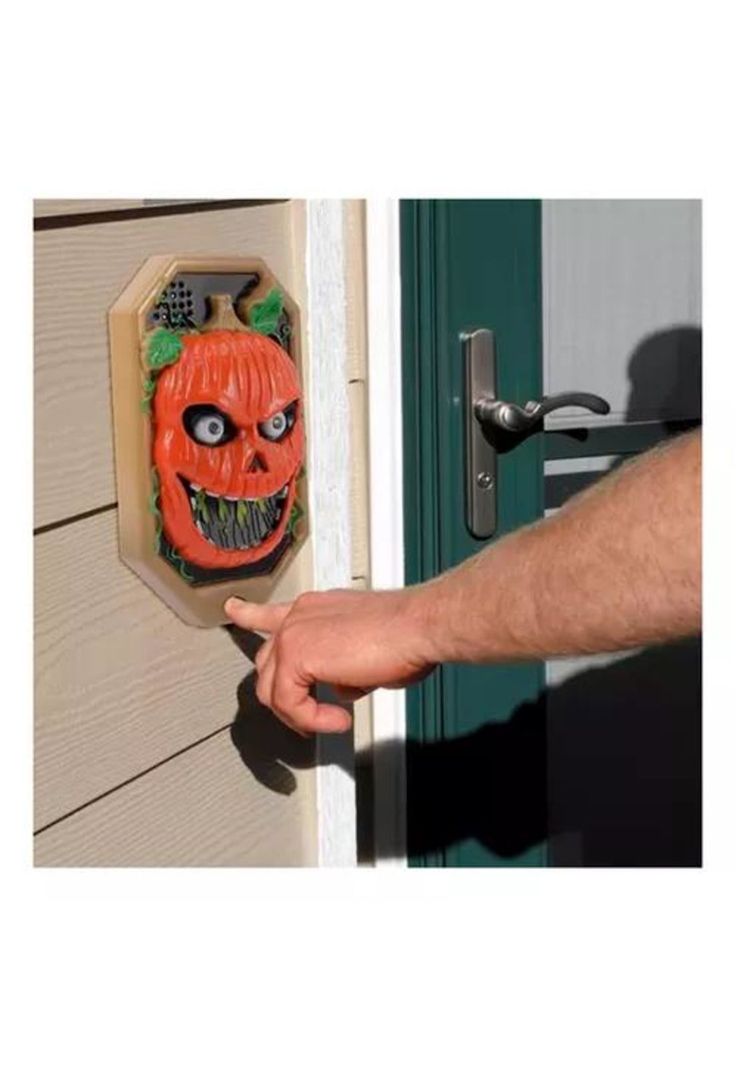 Timbre para puerta, calavera y calabaza, decoración de Halloween-3