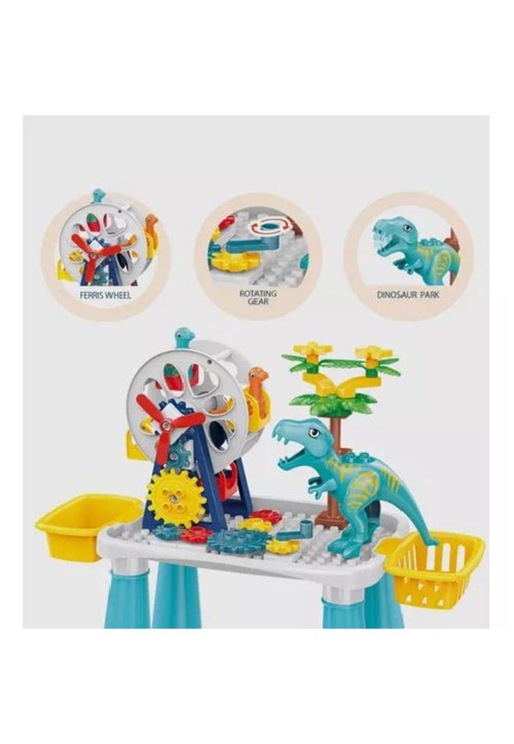 Mesa de Juegos Didáctica - Bloques de Dinosaurios 52 Piezas-4