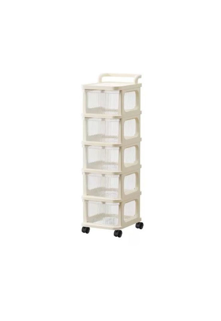 Carrito Organizador Ruedas Tipo Cómoda 5 Cajones Beige-0