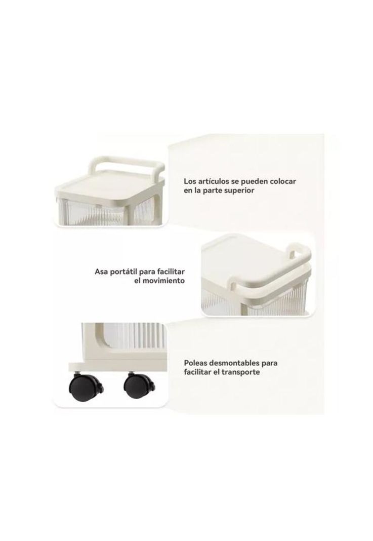 Carrito Organizador Ruedas Tipo Cómoda 5 Cajones Beige-1