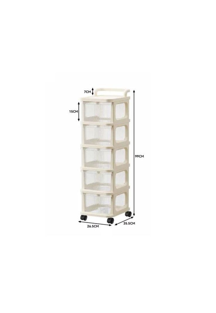 Carrito Organizador Ruedas Tipo Cómoda 5 Cajones Beige-2