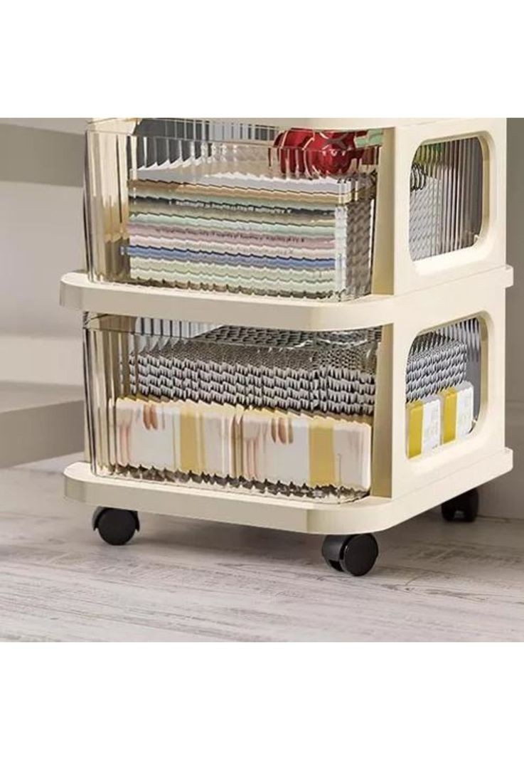 Carrito Organizador Ruedas Tipo Cómoda 5 Cajones Beige-5