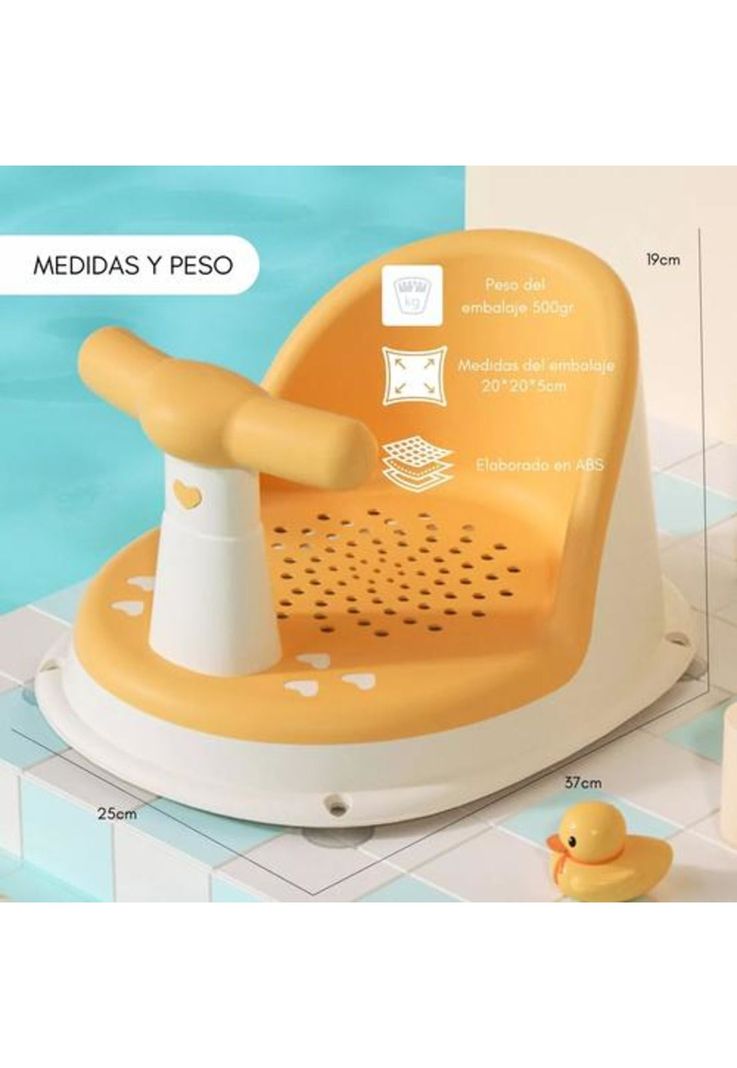 Silla de ducha para bebé, color amarillo-1