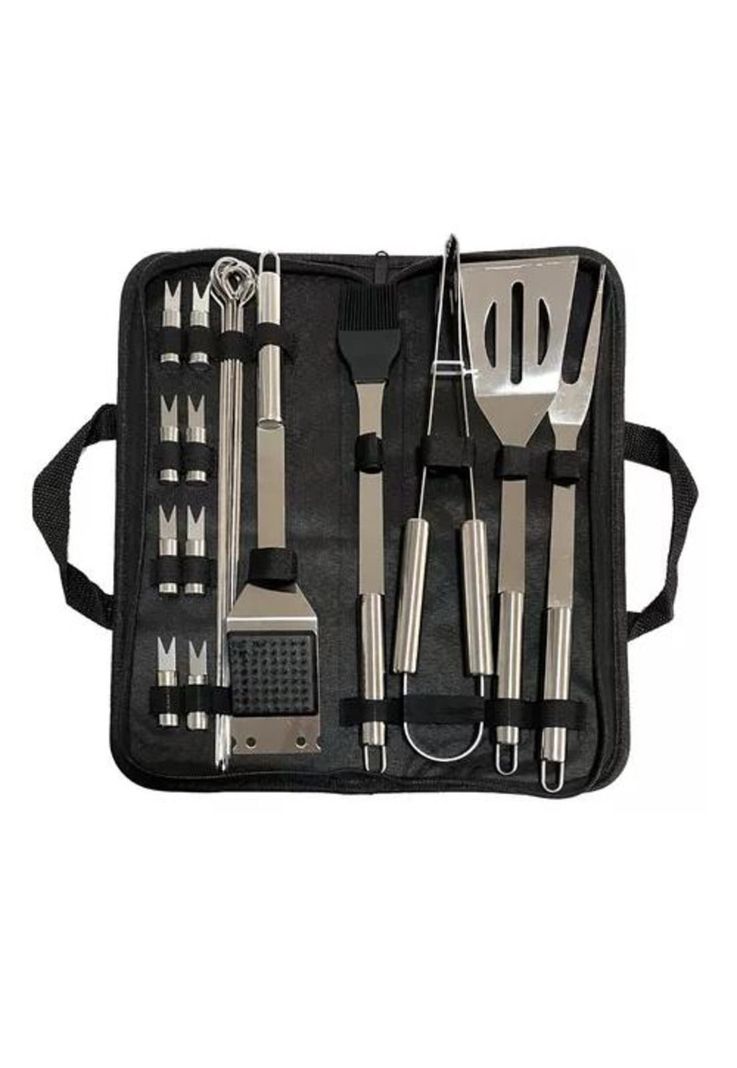 Pack Set Asado Parrilla 20 Uds + 2 Garras De Oso Inox-1