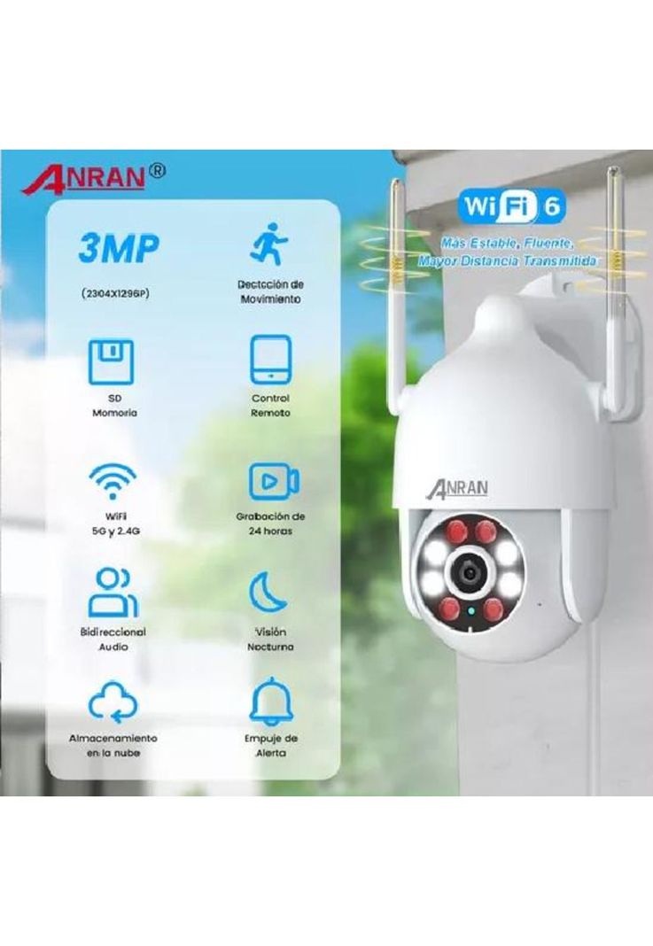 Cámara de Seguridad WiFi IP con Alarma Visión Nocturna 3MP Blanca-4