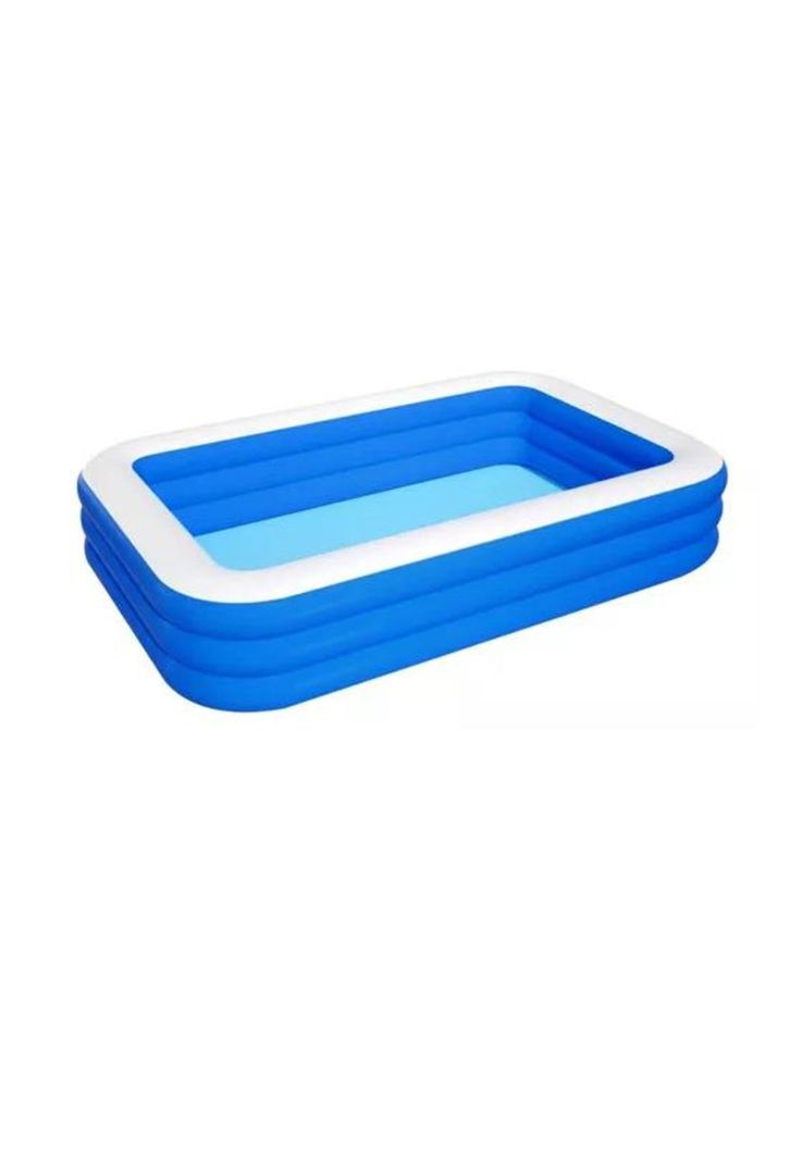 Piscina inflable rectangular + inflador 210x140x60 cm azul-0