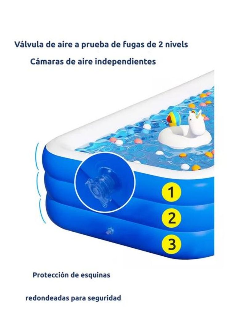 Piscina inflable rectangular + inflador 210x140x60 cm azul-2