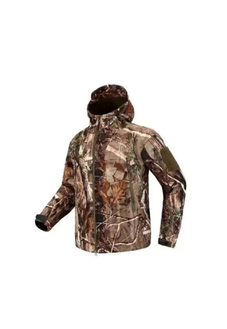 Chaqueta softshell táctica militar con capucha impermeable, talla L-3