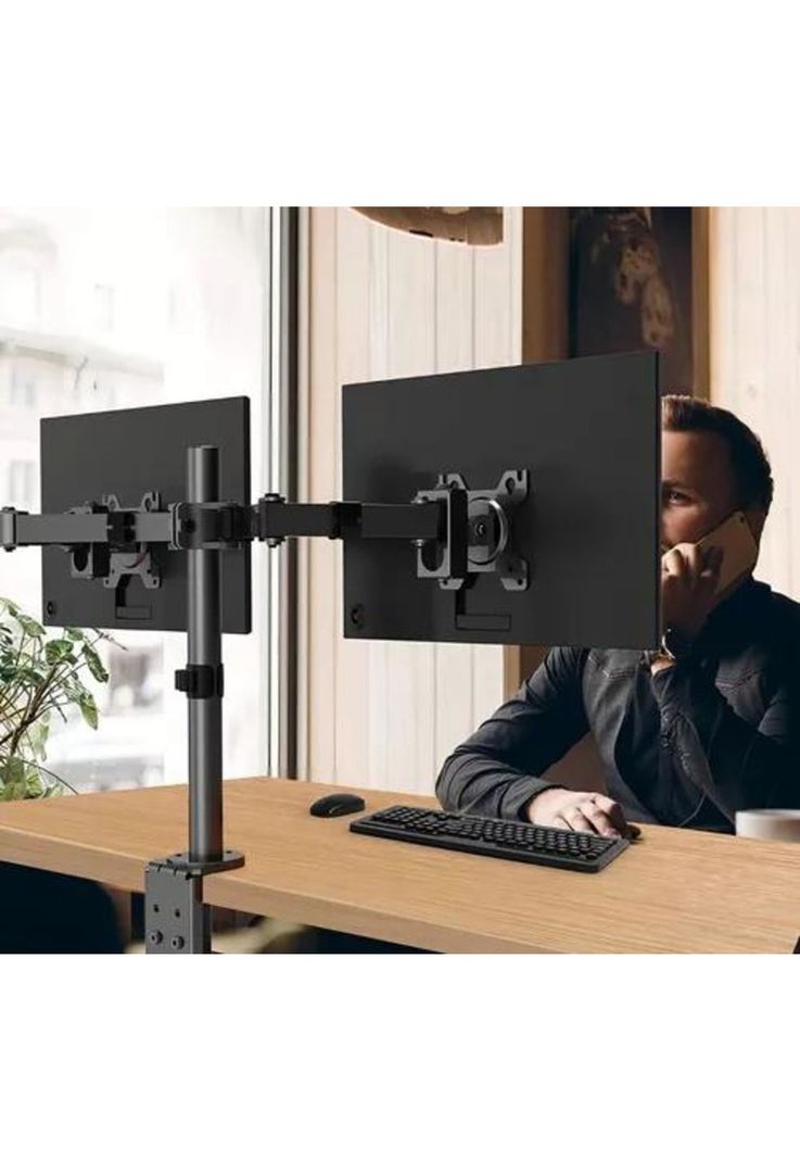 Soporte de mesa para monitor doble de 13 a 32 pulgadas-5