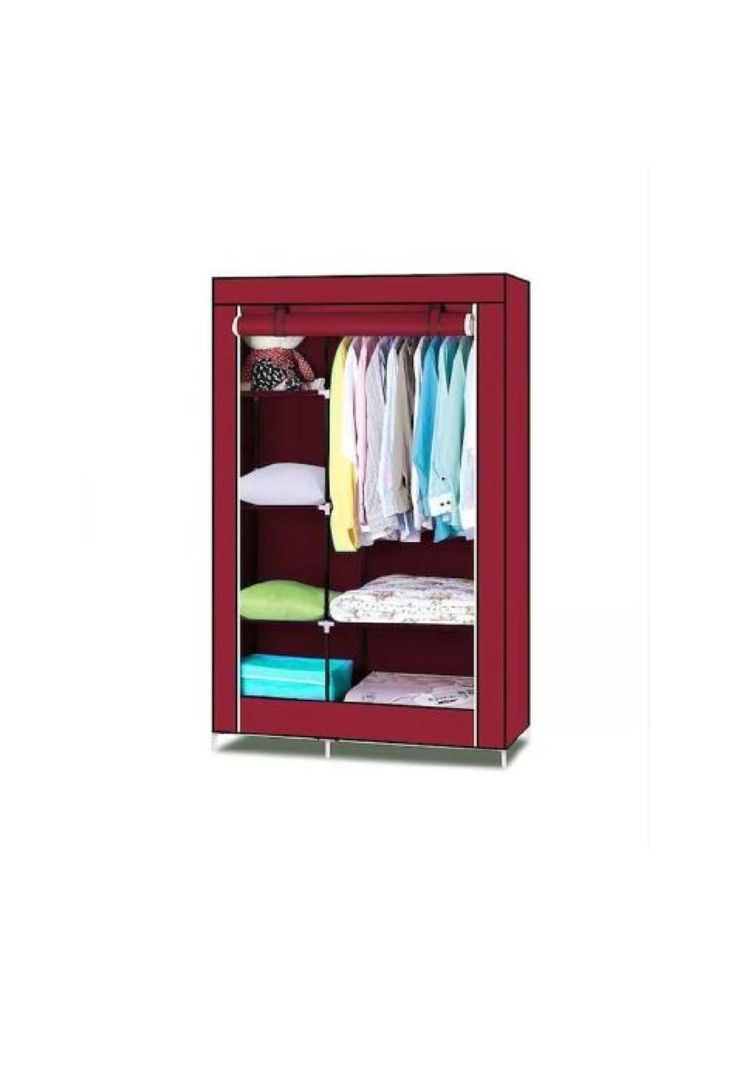 Closet organizador de ropa armable de tela rosada-1