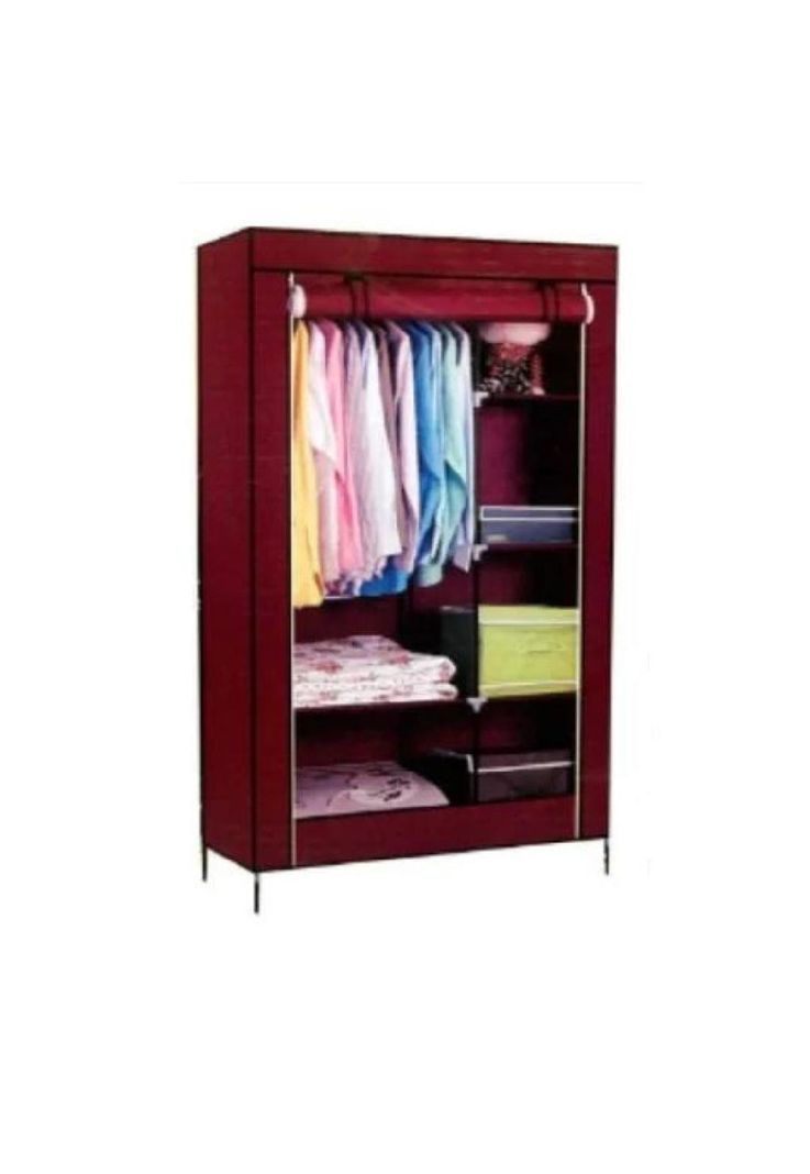 Closet organizador de ropa armable de tela rosada-3
