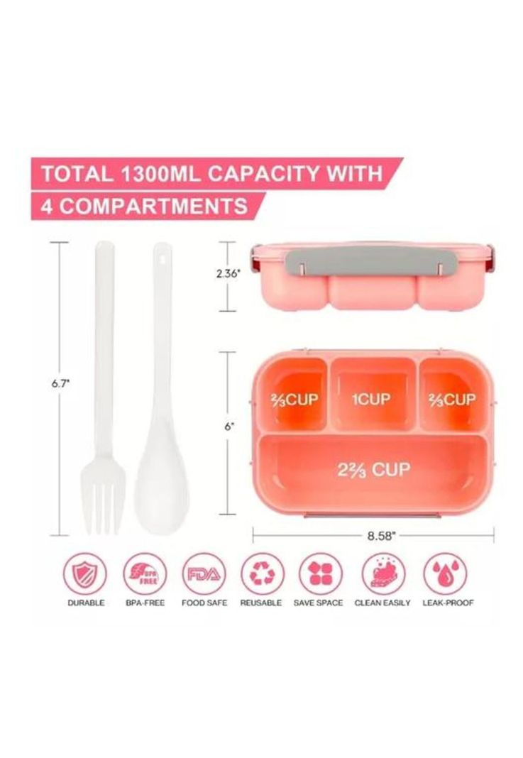 Bolso Lonchera Térmica y Fiambrera Set para Niños y Adultos - Color Rosado-1