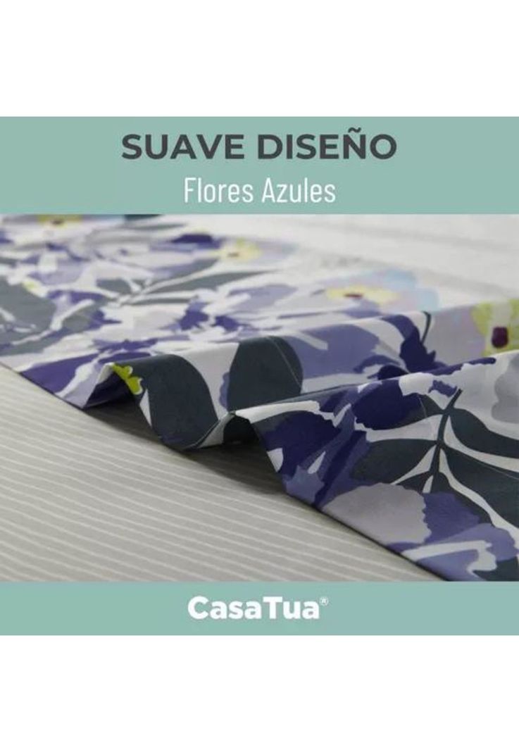 Juego Sábanas Estampadas Ultra Suave + Funda Almohada Sup King Flores Gris-1
