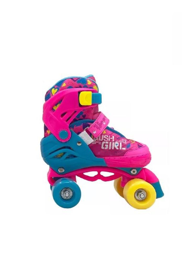 Patines ajustables T 30-33 + protecciones, rosado-0