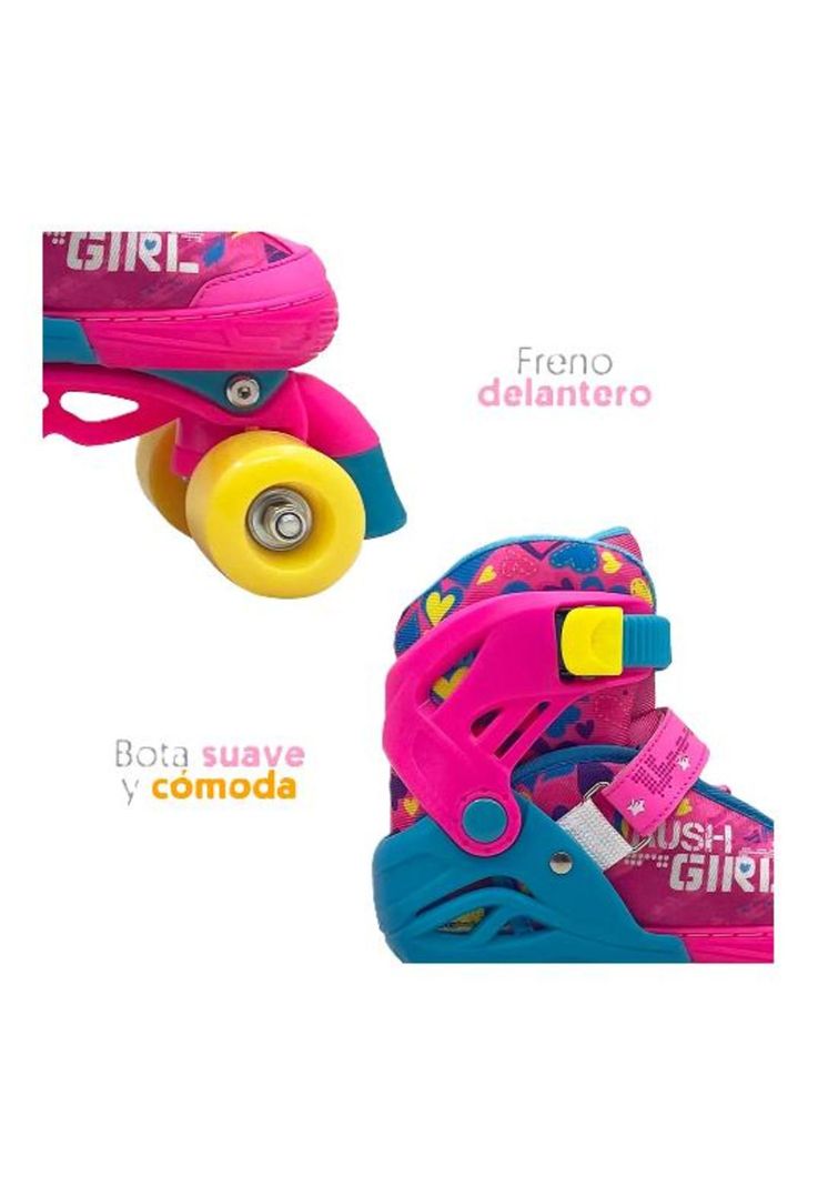 Patines ajustables T 30-33 + protecciones, rosado-2