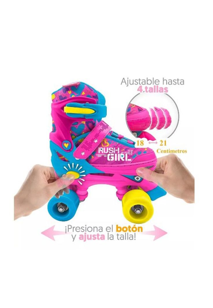 Patines ajustables T 30-33 + protecciones, rosado-4