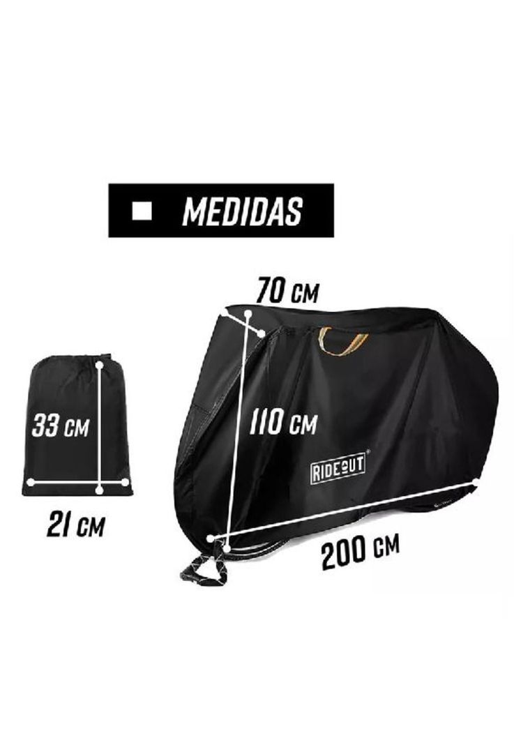 Funda cubre bicicleta moto carpa 100% impermeable 110x200 cm, negro-1