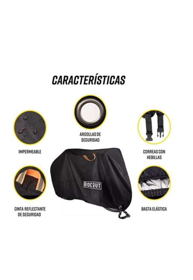 Funda cubre bicicleta moto carpa 100% impermeable 110x200 cm, negro-3