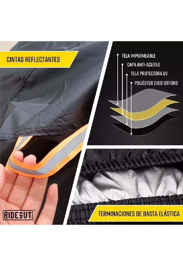 Funda cubre bicicleta moto carpa 100% impermeable 110x200 cm, negro-4