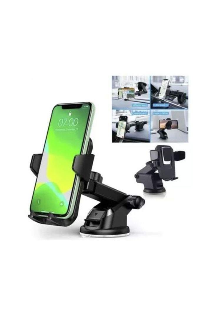 Porta celular GPS para auto, parabrisas ajustable, color negro-1