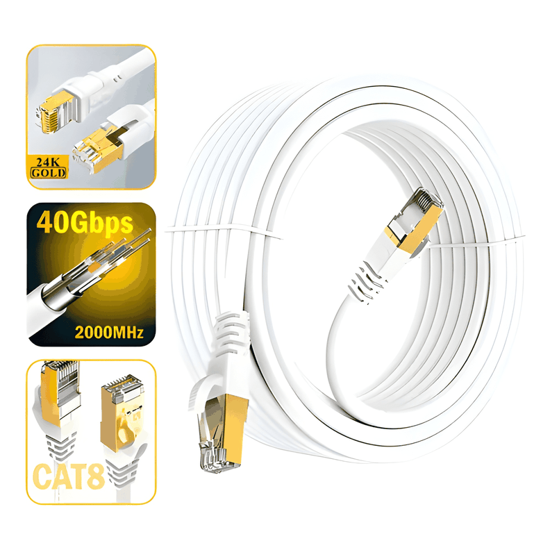 Cable de Red Cat8 con Conectores RJ-45 de 24K y 20 Metros
