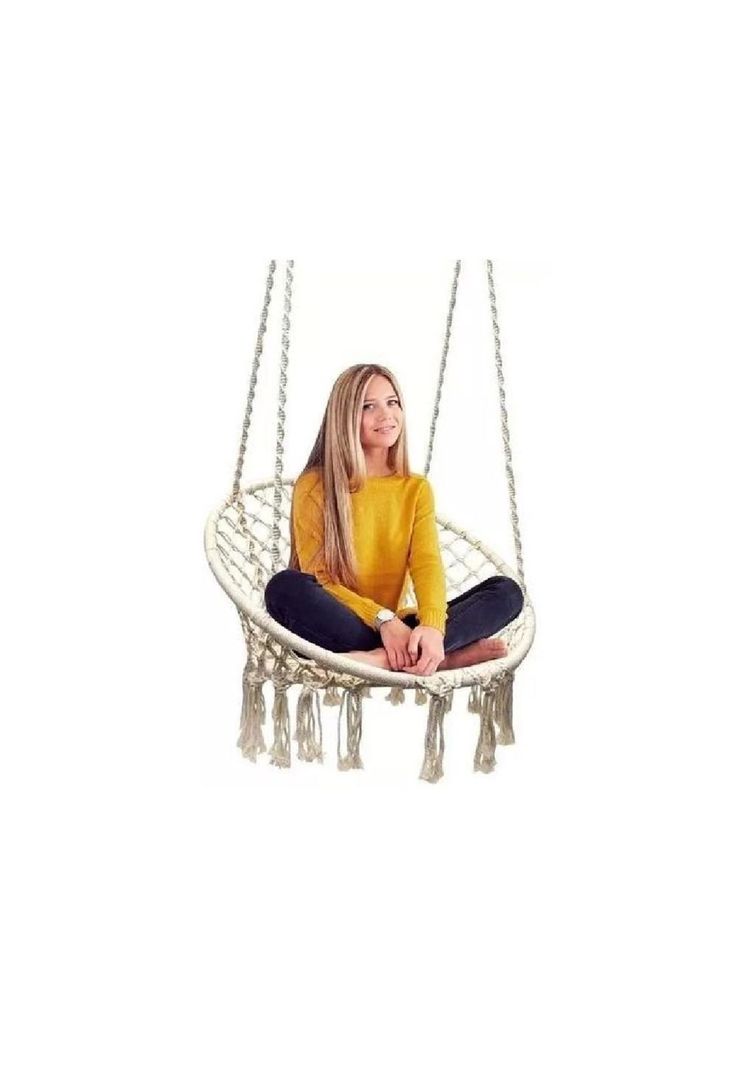 Silla hamaca colgante para terraza o jardín color blanco-1