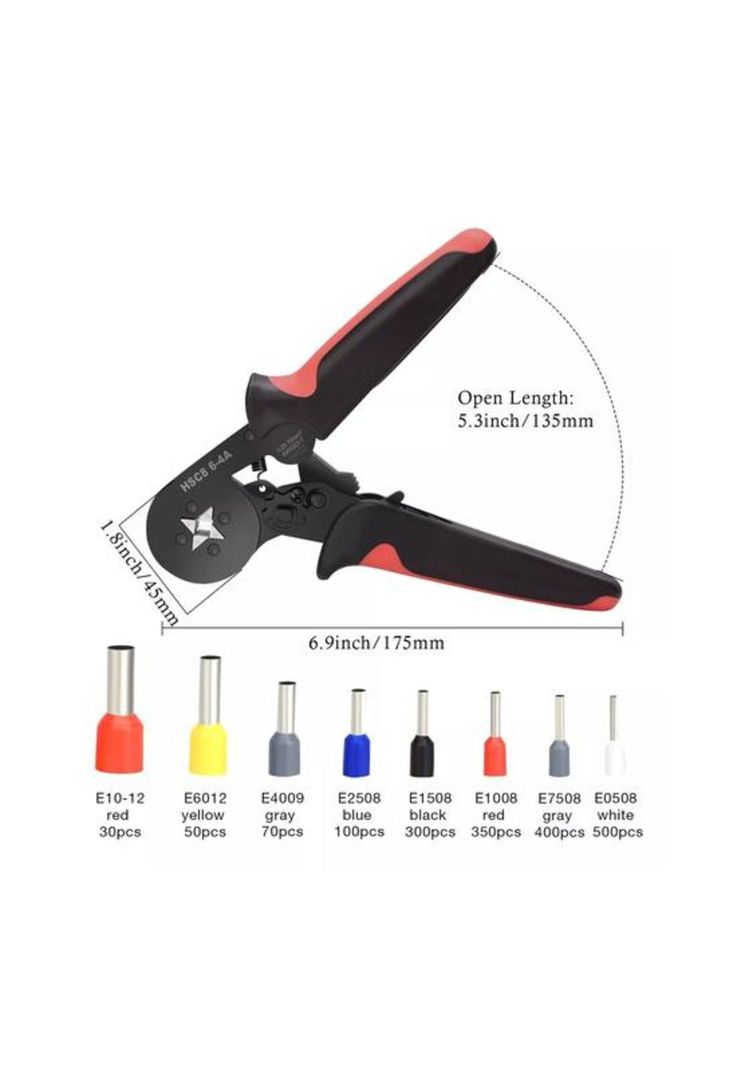 Set alicate crimpador + 1800 terminales, color rojo-1