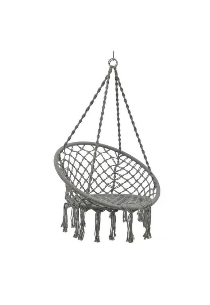 Silla Colgante Muna Tejida Gris Tipo Columpio Decorativa-0
