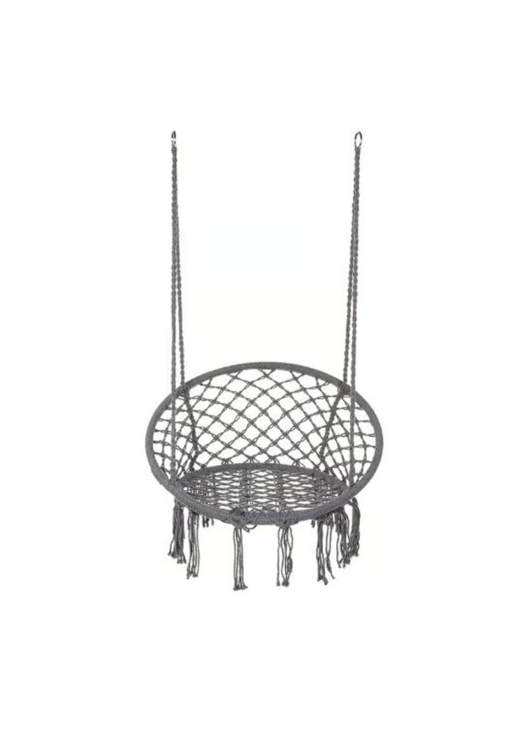 Silla Colgante Muna Tejida Gris Tipo Columpio Decorativa-1