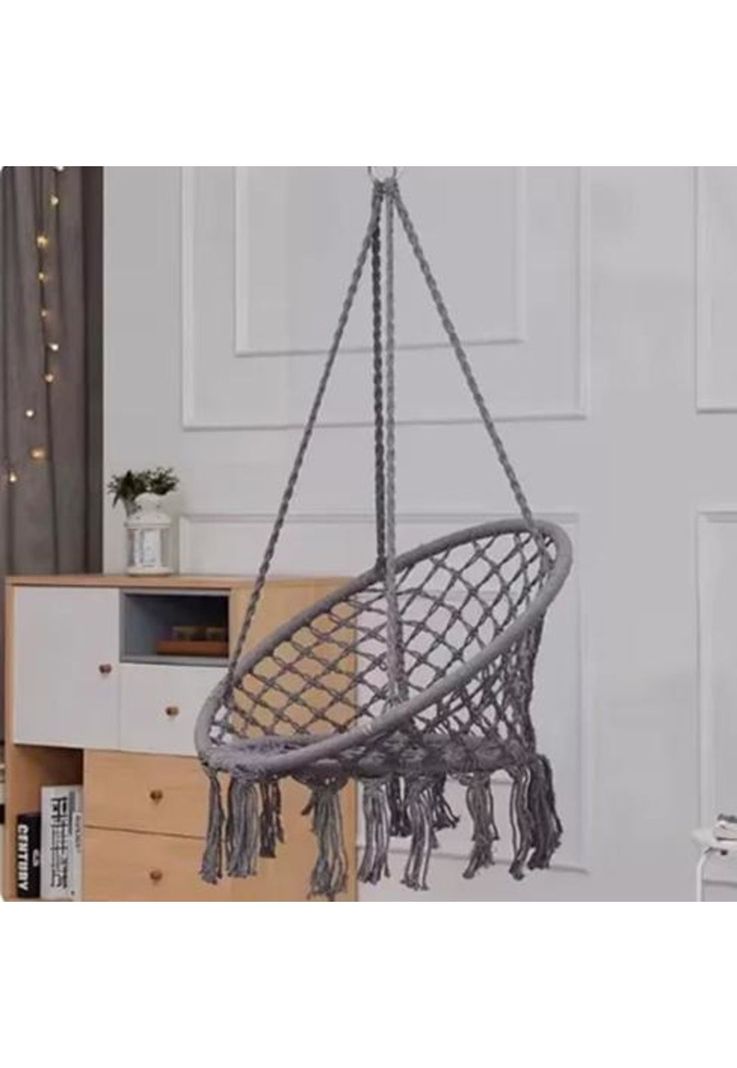 Silla Colgante Muna Tejida Gris Tipo Columpio Decorativa-3