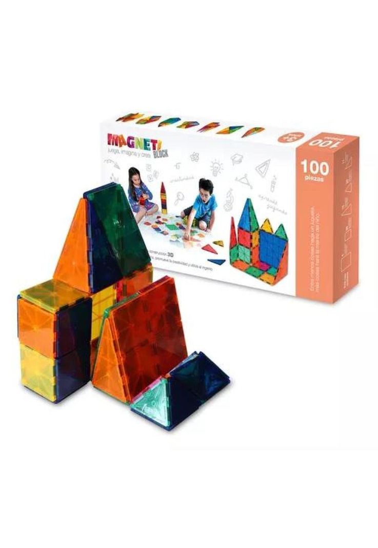 Juguete Didáctico - Bloques Magnéticos Magnetiblock 100 Piezas-0