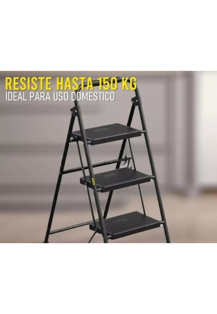 Escalera plegable multiuso 3 peldaños color negro-2