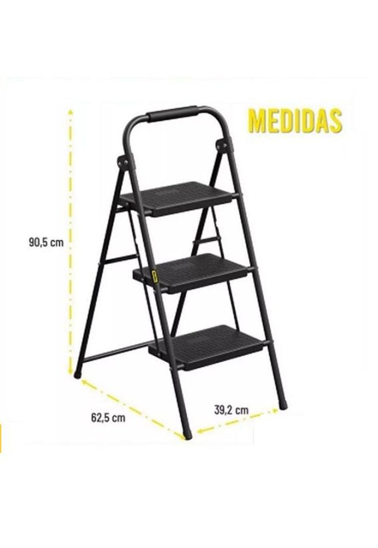 Escalera plegable multiuso 3 peldaños color negro-3