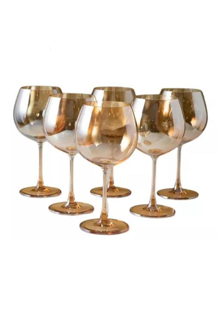 Set 6 Copas De Vidrio Para Vino Dorado Oscuro-1