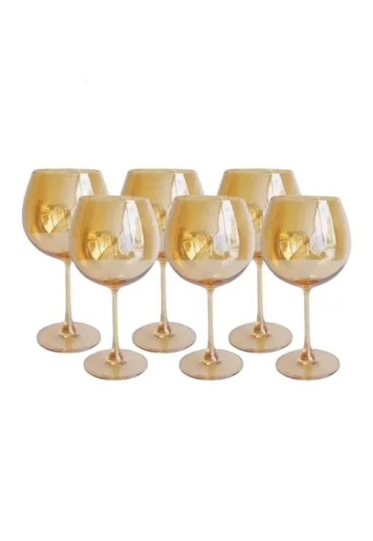 Set 6 Copas De Vidrio Para Vino Dorado Oscuro-2