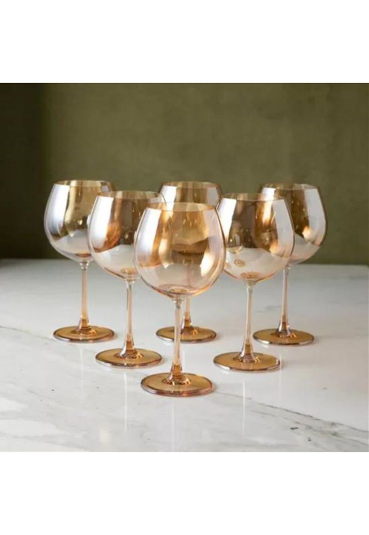 Set 6 Copas De Vidrio Para Vino Dorado Oscuro-3
